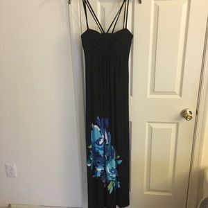 B. Darlin black blue floral maxi dress strappy